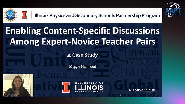 Enabling content-specific discussions among expert-novice teacher pairs: A case study