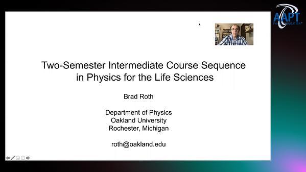 Two-Semester Intermediate Course Sequence in Physics for the Life Sciences