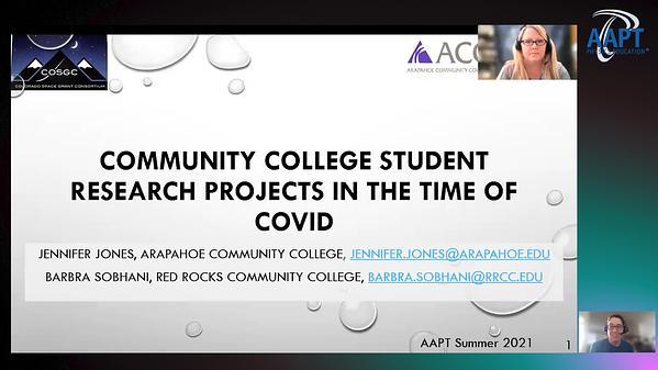 Community College Student Research Projects in the Time of COVID