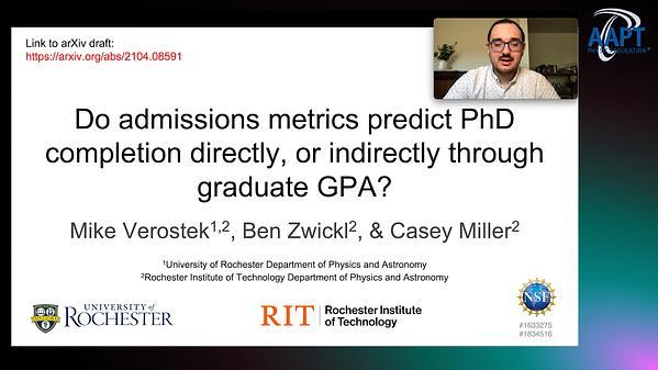 Do admissions metrics predict PhD completion indirectly through graduate GPA?