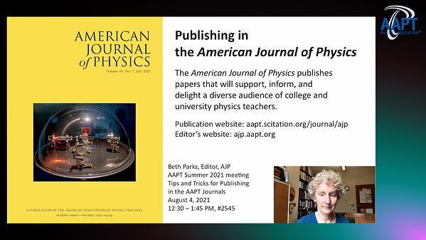 Publishing in the American Journal of Physics