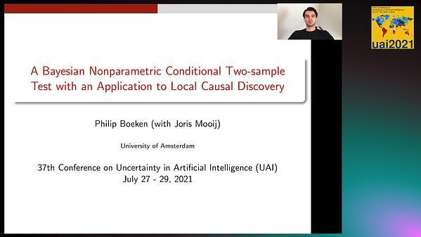 A Bayesian Nonparametric Conditional Two-sample Test with an Application to Local Causal Discovery