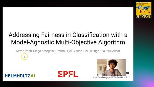 Addressing Fairness in Classification with a Model-Agnostic Multi-ObjectiveAlgorithm