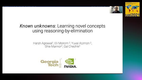 Known unknowns: Learning novel concepts using reasoning-by-elimination
