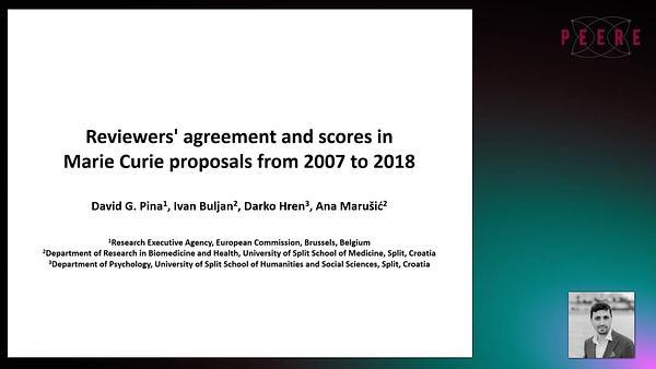 Reviewers' agreement and scores in Marie Curie proposals from 2007 to 2018