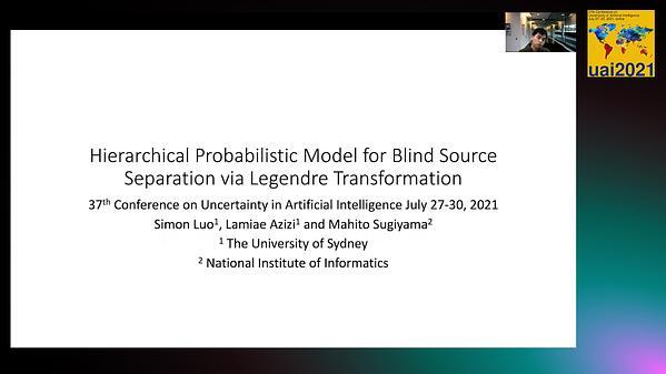 Hierarchical Probabilistic Model for Blind Source Separation via Legendre Transformation