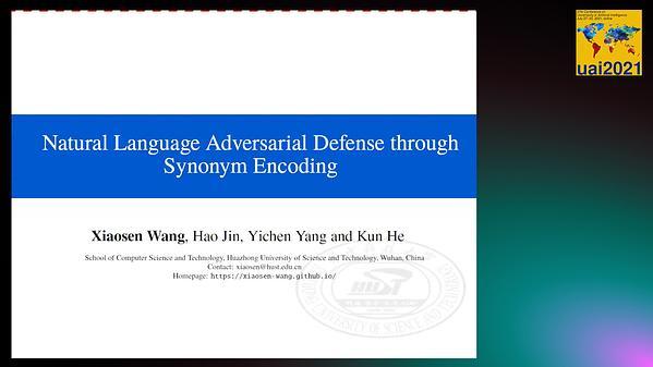 Natural Language Adversarial Defense through Synonym Encoding