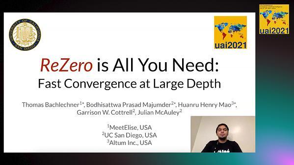 ReZero is All You Need: Fast Convergence at Large Depth