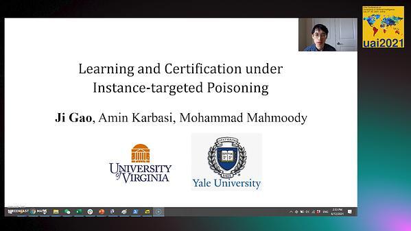 Learning and Certification under Instance-targeted Poisoning