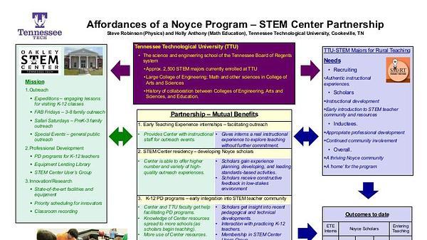 Affordances of a Noyce Program -STEM Center partnership