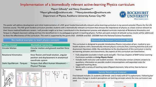 Implementation of a biomedically relevant active-learning Physics curriculum