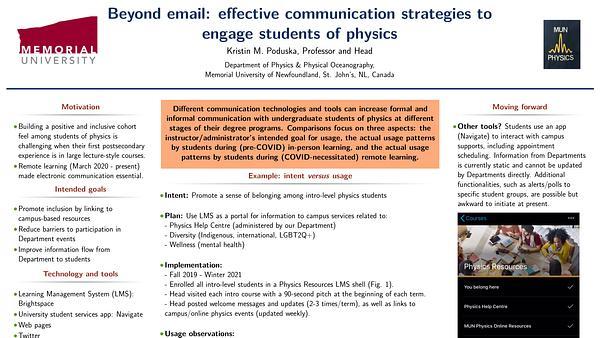 Beyond email: effective communication strategies to engage students of physics