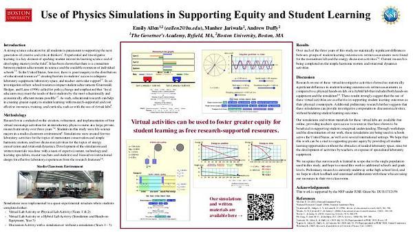Use of physics simulations in supporting equity and student learning