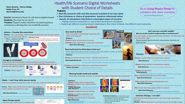 Health/life Scenario Digital Worksheets with Student Choice of Details