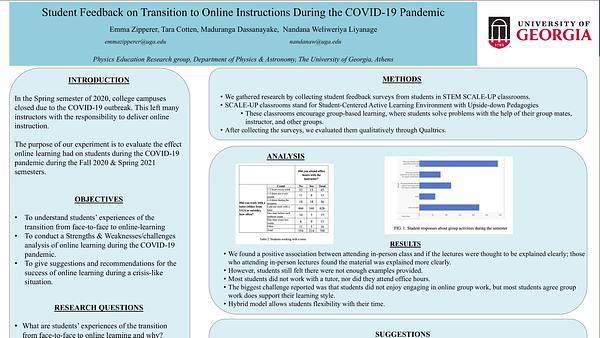 Student Feedback: Transition to Online Instructions During the COVID-19 Pandemic