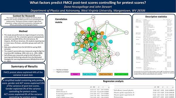 What factors predict FMCE post-test scores controlling for pretest scores?