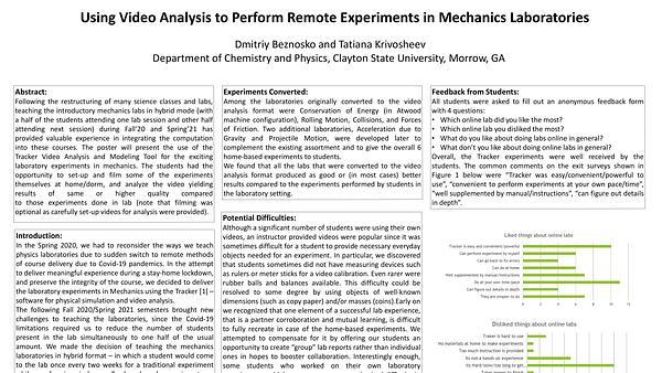 Using Video Analysis to Perform Remote Experiments in Mechanics Laboratories