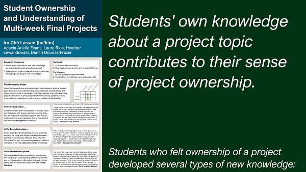 Student ownership and understanding of multi-week final projects