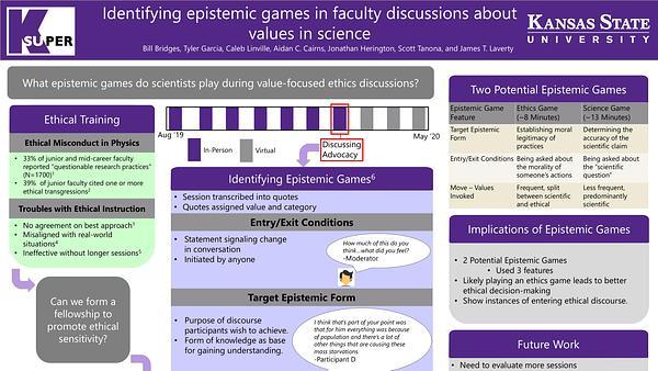 Identifying epistemic games in faculty discussions about values in science