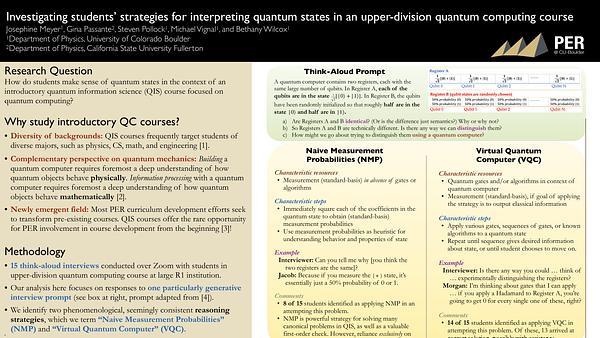 Investigating students’ strategies for interpreting quantum states in an upper-division quantum computing course
