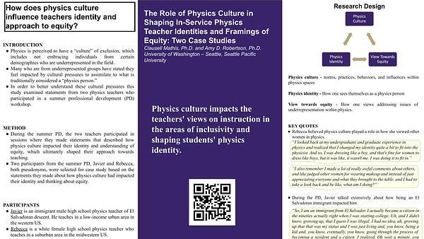 The Role of Physics Culture in Shaping In-Service Physics Teacher Identities and Framings of Equity: Two Case Studies