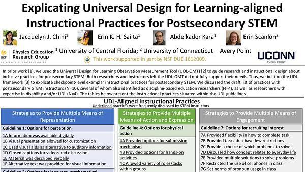 Explicating Universal Design for Learning-aligned instructional practices for postsecondary STEM