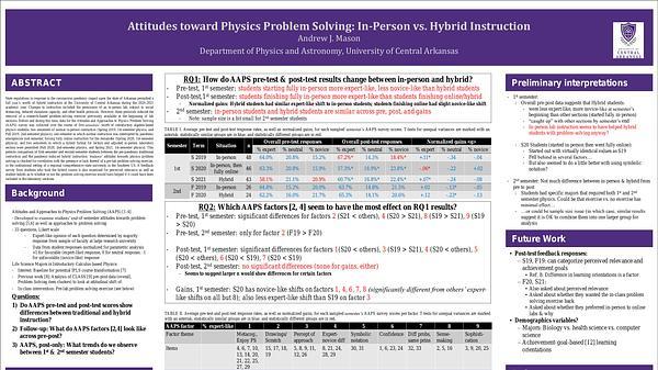 Attitudes toward Physics Problem Solving: In-Person vs. Hybrid Instruction”