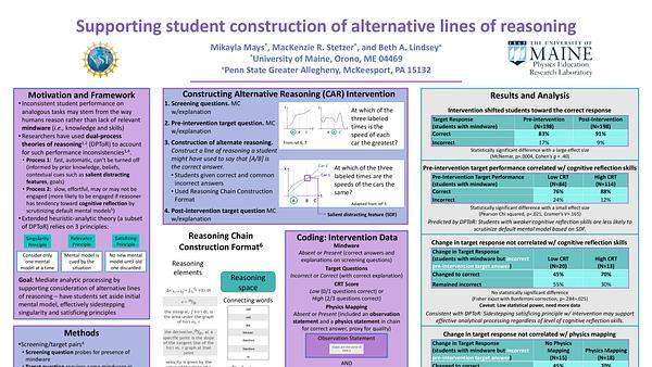 Supporting student construction of alternative lines of reasoning