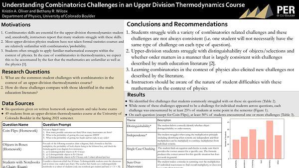 Understanding combinatorics challenges in an upper-division thermodynamics course