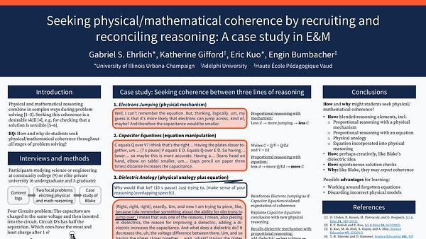 Seeking physical/mathematical coherence by recruiting and reconciling reasoning: A case study in E&M