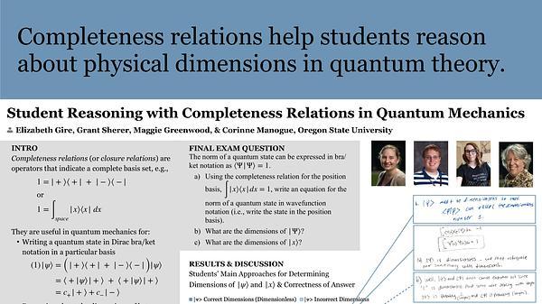 Student Reasoning with Completeness Relations in Quantum Mechanics