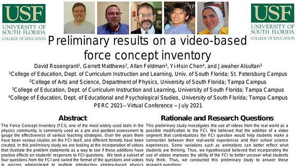 Preliminary results on a video-based force concept inventory