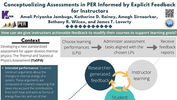 Conceptualizing Assessments in PER Informed by Explicit Feedback for Instructors