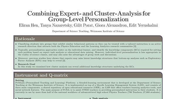 Combining expert- and cluster-analysis for Group-level personalization