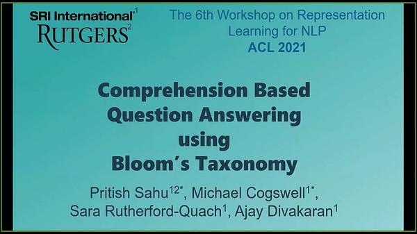 Comprehension Based Question Answering using Bloom's Taxonomy