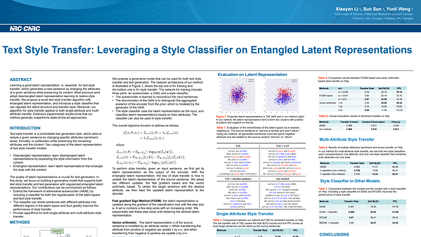 Text Style Transfer: Leveraging a Style Classifier on Entangled Latent Representations