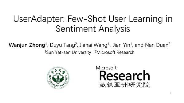 UserAdapter: Few-Shot User Learning in Sentiment Analysis