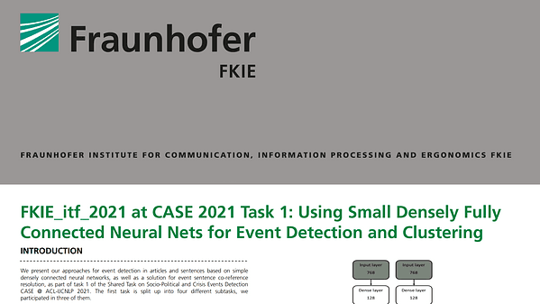 FKIE_itf_2021 at CASE 2021 Task 1: Using Small Densely Fully Connected Neural Nets for Event Detection and Clustering