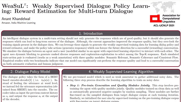 WeaSuLπ: Weakly Supervised Dialogue Policy Learning: Reward Estimation for Multi-turn Dialogue