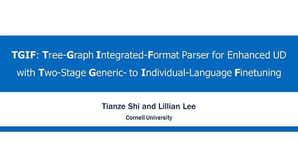 TGIF: Tree-Graph Integrated-Format Parser for Enhanced UD with Two-Stage Generic- to Individual-Language Finetuning
