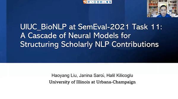 UIUC_BioNLP at SemEval-2021 Task 11: A Cascade of Neural Models for Structuring Scholarly NLP Contributions