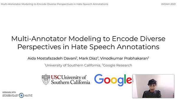Multi-Annotator Modeling to Encode Diverse Perspectives in Hate Speech Annotations