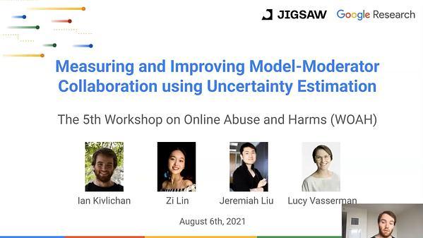 Measuring and Improving Model-Moderator Collaboration using Uncertainty Estimation