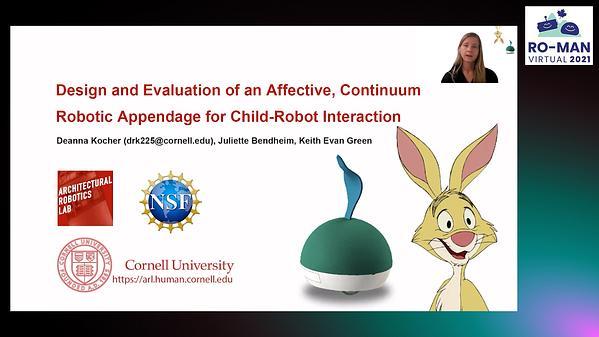 Design and Evaluation of an Affective, Continuum Robotic Appendage for Child-Robot Interaction