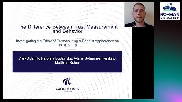 The Difference between Trust Measurement and Behavior: Investigating the Effect of Personalizing a Robot's Appearance on Trust in HRI