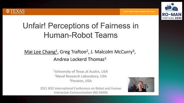 Unfair! Perceptions of Fairness in Human-Robot Teams