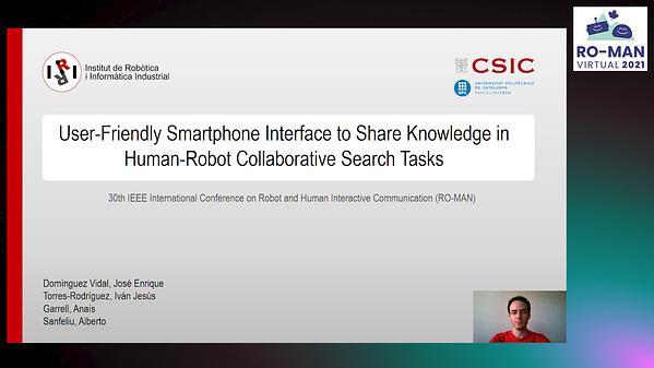 User-Friendly Smartphone Interface to Share Knowledge in Human-Robot Collaborative Search Tasks
