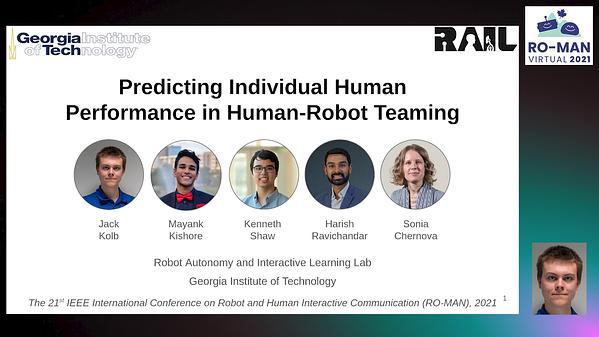 Predicting Individual Human Performance in Human-Robot Teaming