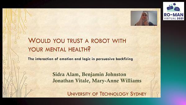Would You Trust a Robot with Your Mental Health? The Interaction of Emotion and Logic in Persuasive Backfiring