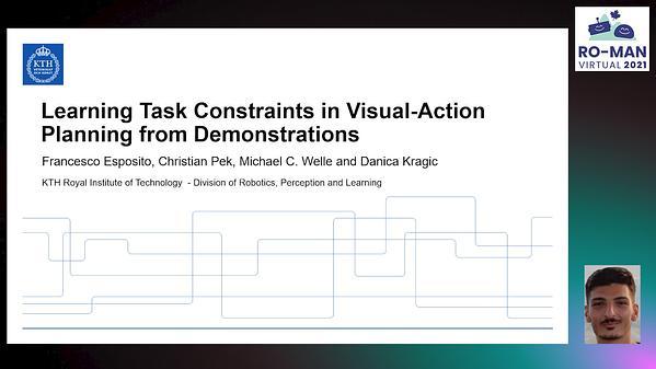 Learning Task Constraints in Visual-Action Planning from Demonstrations